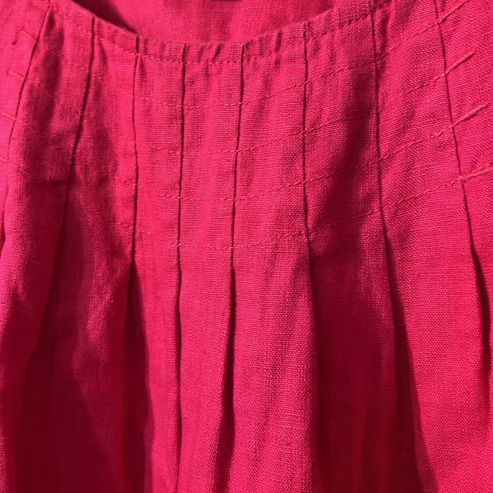 Boden Vibrant Pink Midi Dress Size 12 Linen Summer Spring - Picture 5 of 6